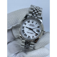 (준비완료/특급배송)NO.3130/롤렉스 데이저스트 31mm 여성용 시계 화이트 로만다이얼 플루티드 베젤 쥬빌레 밴드 (QP공장)