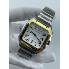 (준비완료/특급배송)NO.3666/BV공장 까르띠에 산토스 40MM 2018 스틸 옐로우골드콤비 화이트다이얼 브슬